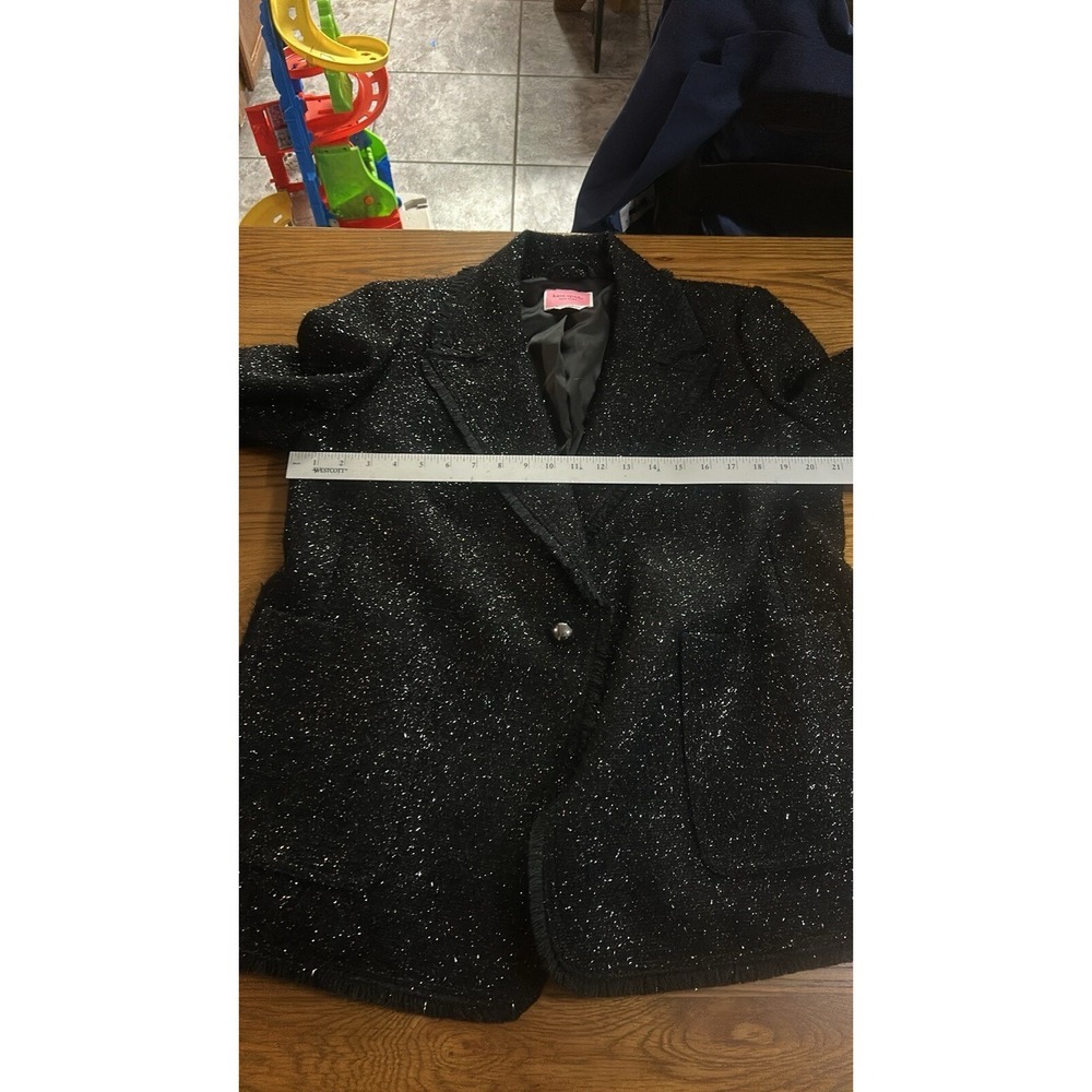 Kate Spade Blazer Jacket Tinsel Metallic Sequel Tweed Black Sz 14 Designers‎ - Picture 13 of 15